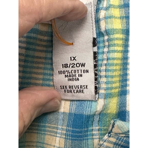 Catherines Women’s 1X 18/20 Teal Blue/Yellow/White 3/4 Sleeves Spring Easter - Picture 9 of 12